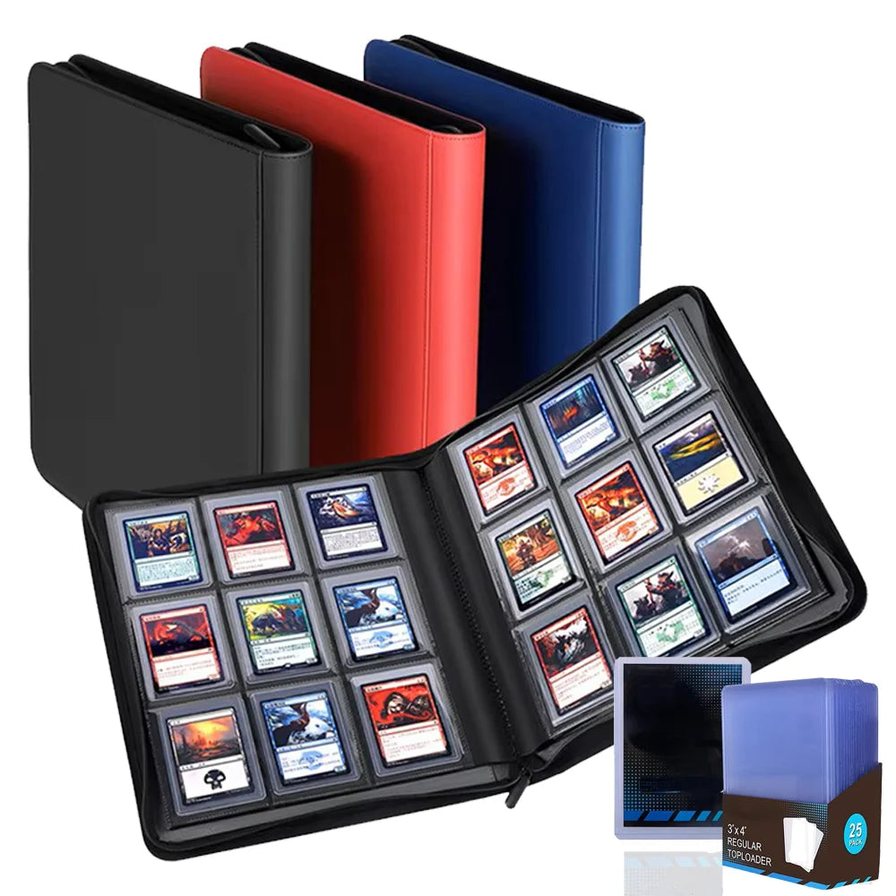 Toploader Binder Holds 252+ Top Loaders 9 Pocket Top Loader Binders for 3" X 4" Rigid Card Holders for MTG TCG  Sport Cards