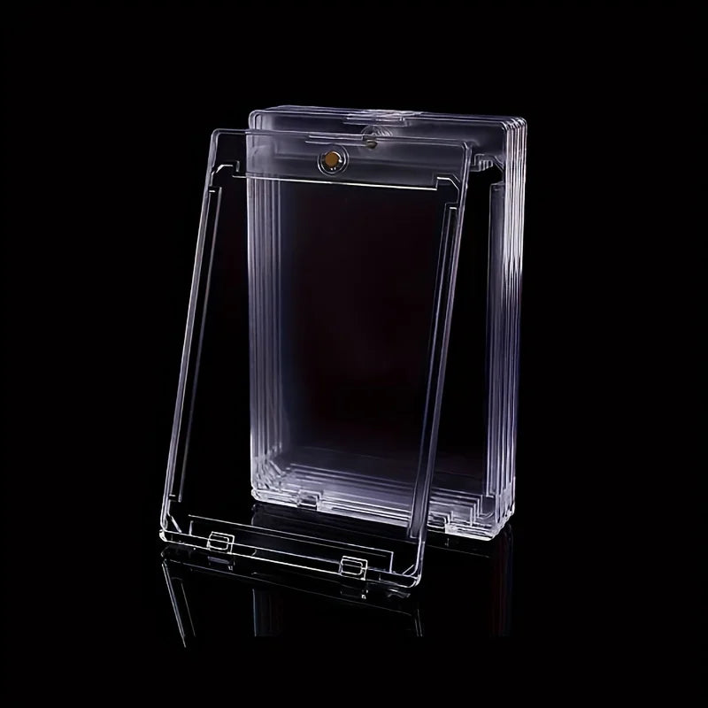 10 Pieces 35 Pt Clear Magnetic Card Storage Box, Hard Plastic Storage Box, UV-Protective Acrylic Magnetic Card Holder, Top Magne