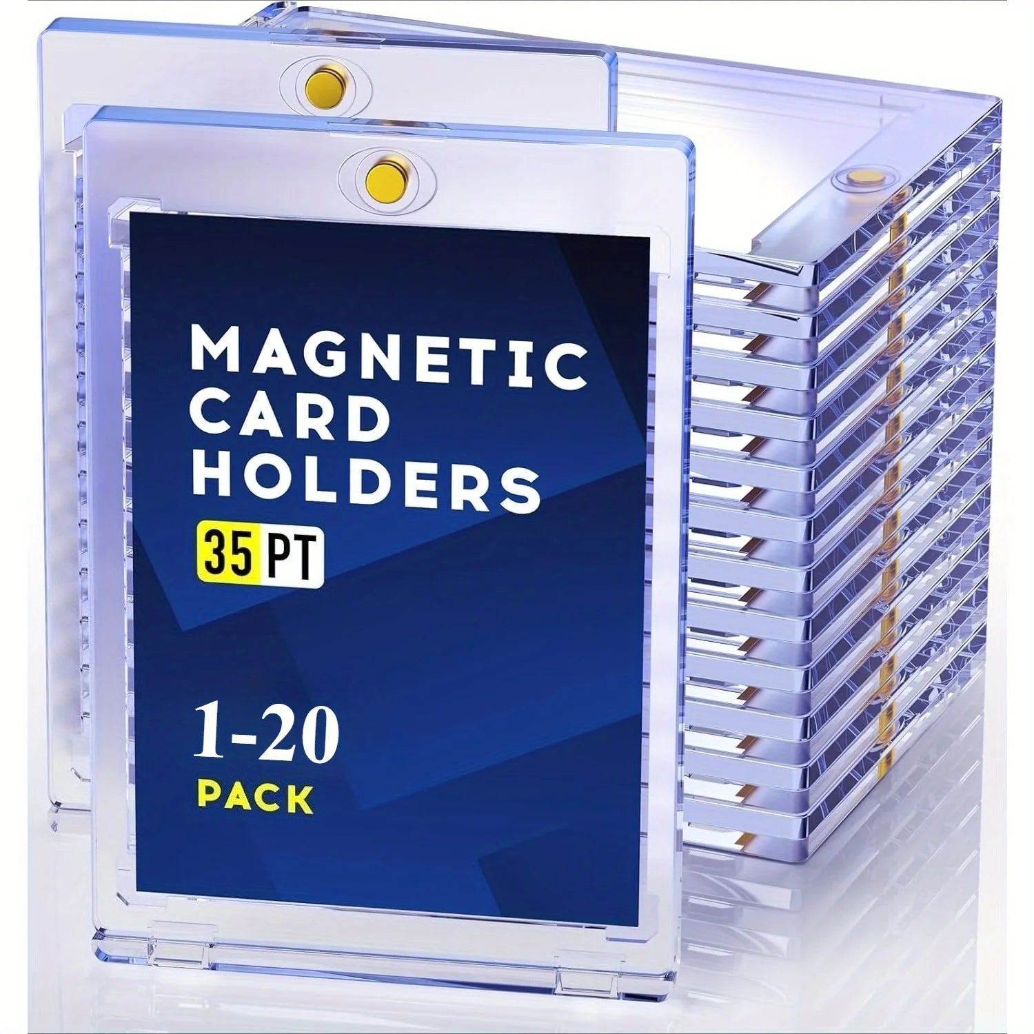 1-20 Magnetic Card Holder 35pt One Touch Card Holder U-V Protectors Hard Plastic for Trading Cards Magnet Baseball Cards Holder