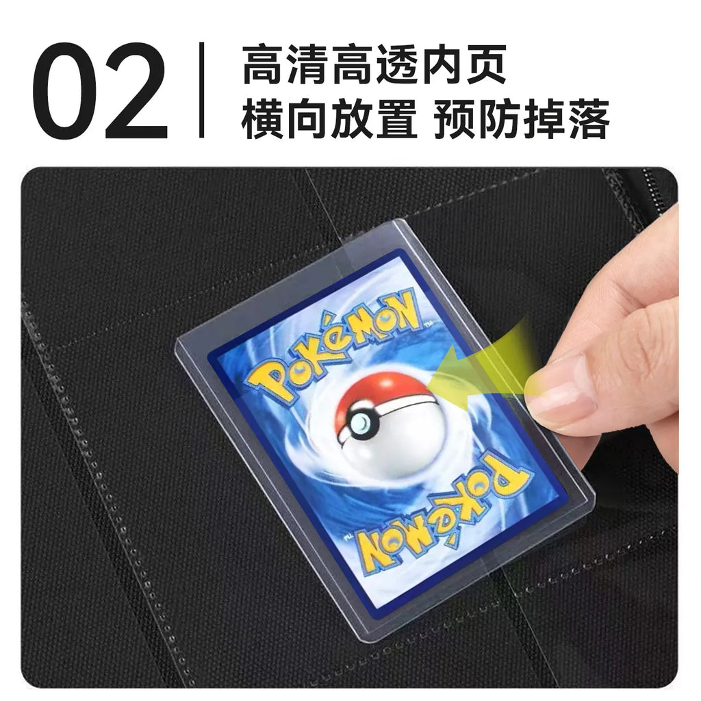 Premium 35pt Toploader Card Binder 4/9 Pocket Trading Card Album PU Leather Zipper for Pokemon PTCG Sports Cards Top Loaders