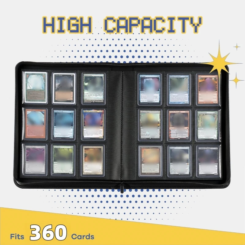 Holds 360 Toploaders, 9 Pockets, Top Loader Binder for Cards Storage, Card Holder for Sports Cards or Trading Cards in 3 x 4''
