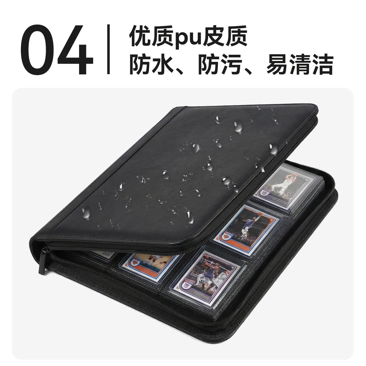 Premium 35pt Toploader Card Binder 4/9 Pocket Trading Card Album PU Leather Zipper for Pokemon PTCG Sports Cards Top Loaders
