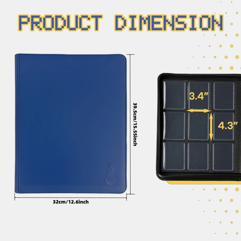 Holds 360 Toploaders, 9 Pockets, Top Loader Binder for Cards Storage, Card Holder for Sports Cards or Trading Cards in 3 x 4''