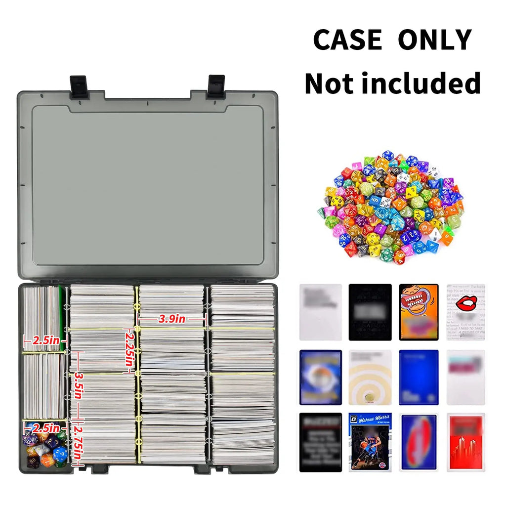 Clear Trading Card Storage Box 2300+ Cards Organizer 12 Dividers Carry Handle for TCG Yugioh CAH Baseball Football Card Box Only