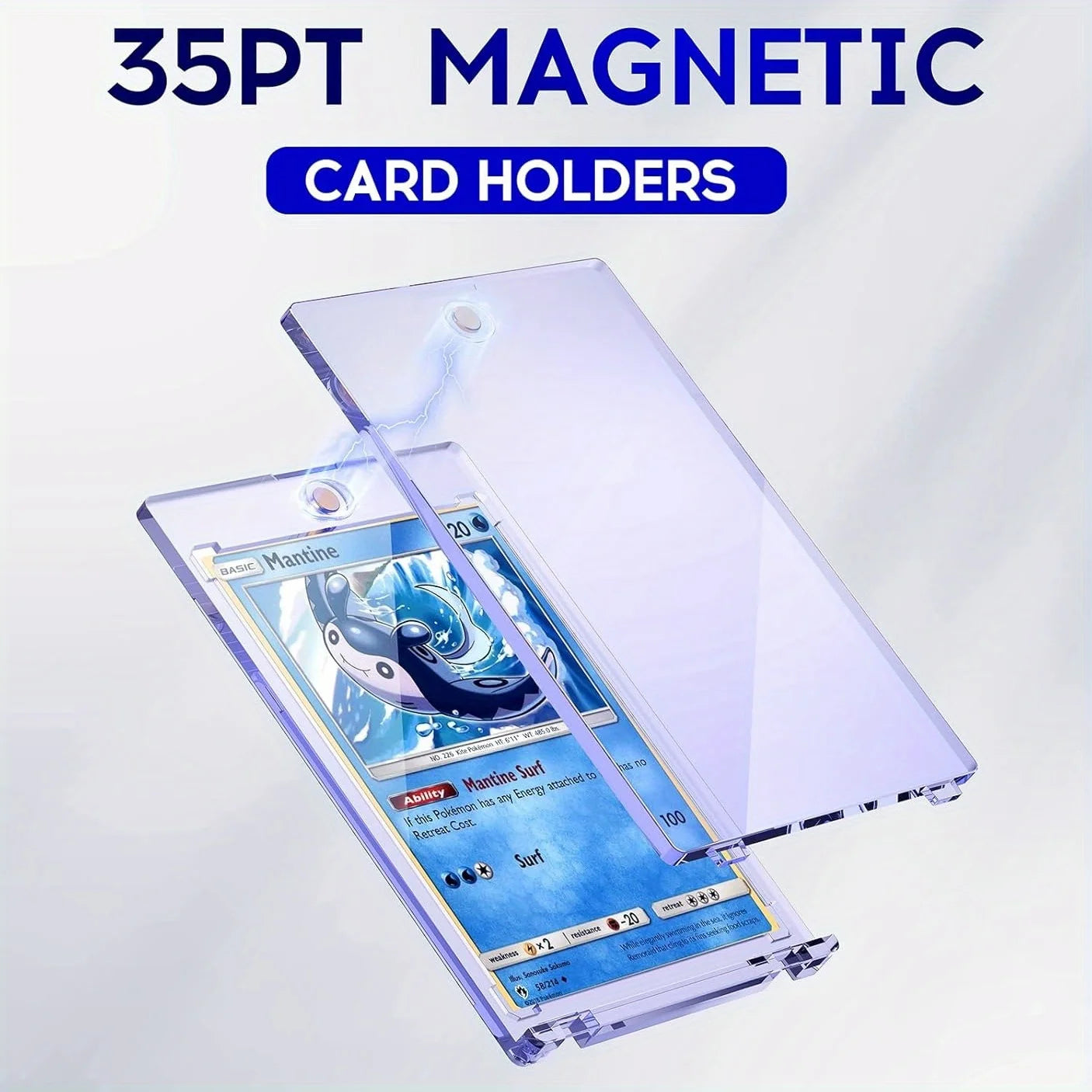 1-20 Magnetic Card Holder 35pt One Touch Card Holder U-V Protectors Hard Plastic for Trading Cards Magnet Baseball Cards Holder