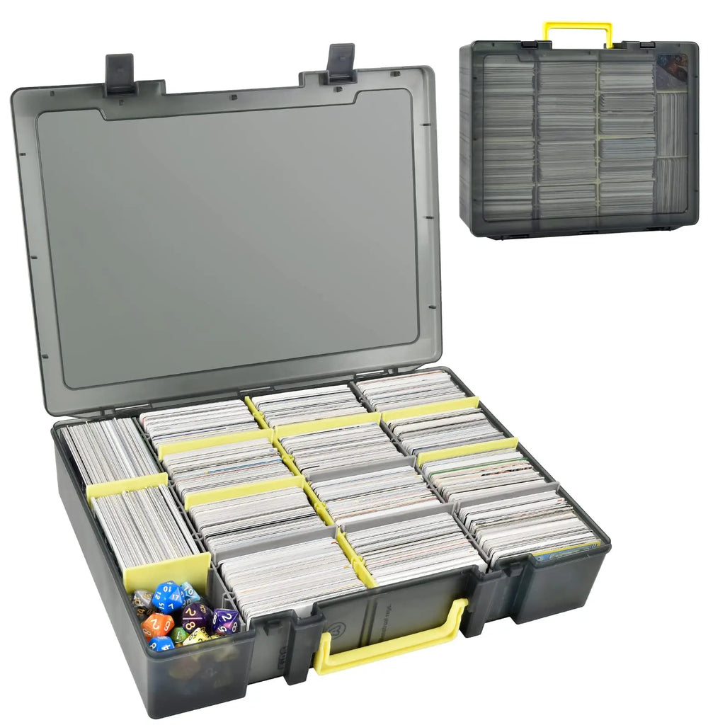 Clear Trading Card Storage Box 2300+ Cards Organizer 12 Dividers Carry Handle for TCG Yugioh CAH Baseball Football Card Box Only