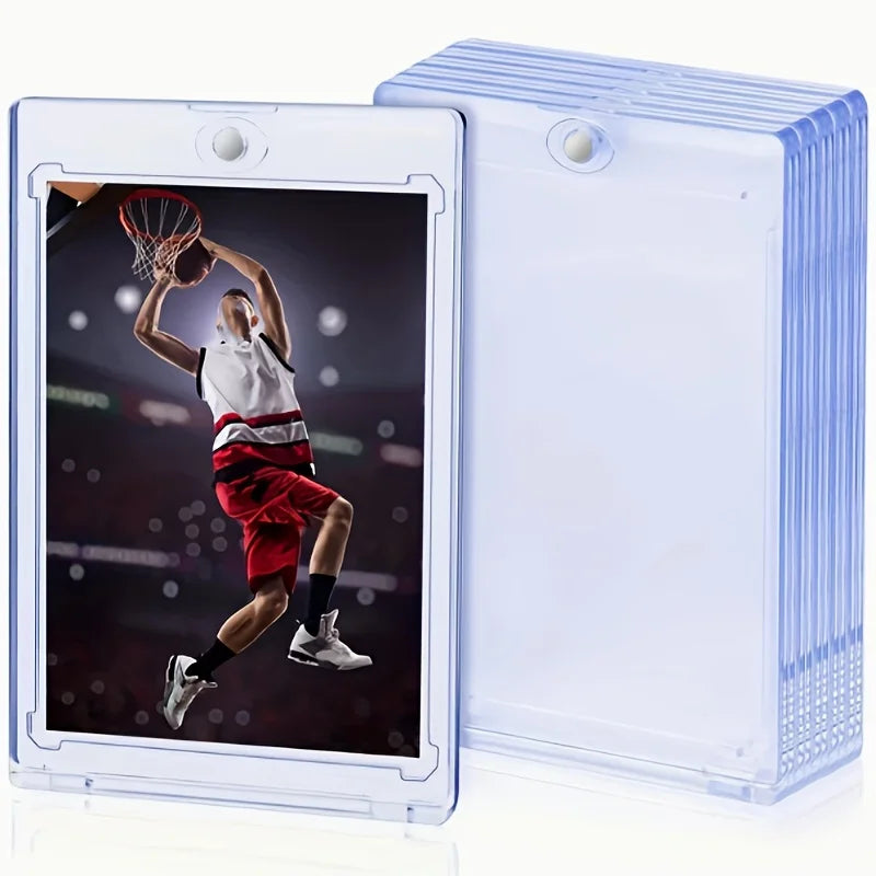 10 Pieces 35 Pt Clear Magnetic Card Storage Box, Hard Plastic Storage Box, UV-Protective Acrylic Magnetic Card Holder, Top Magne