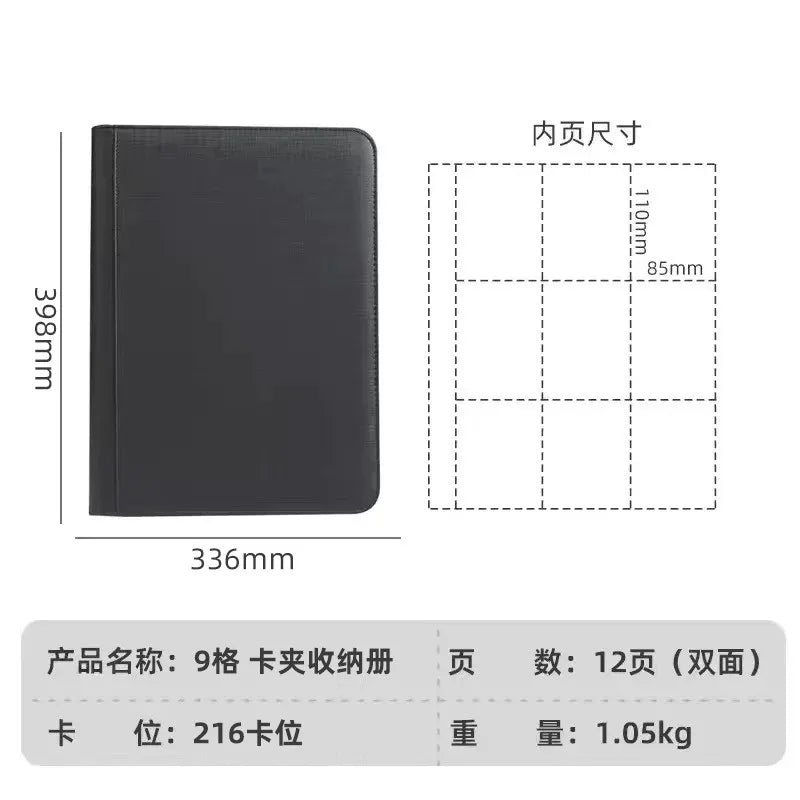 Premium 35pt Toploader Card Binder 4/9 Pocket Trading Card Album PU Leather Zipper for Pokemon PTCG Sports Cards Top Loaders