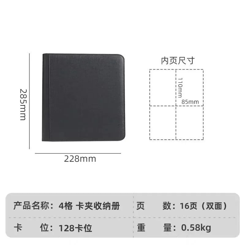 Premium 35pt Toploader Card Binder 4/9 Pocket Trading Card Album PU Leather Zipper for Pokemon PTCG Sports Cards Top Loaders